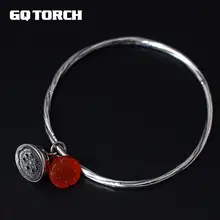GQTORCH 925 пробы Серебряный винтажный браслет браслеты с подвесками для женщин с красным агатом красивый Лотос Armbanden