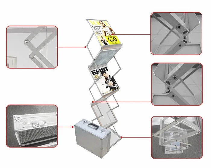 Алюминиевые Складные брошюры, брошюры, книги, литерные витрины, стойки для 6 лиц, чтобы показать 2 шт. гарантированное качество