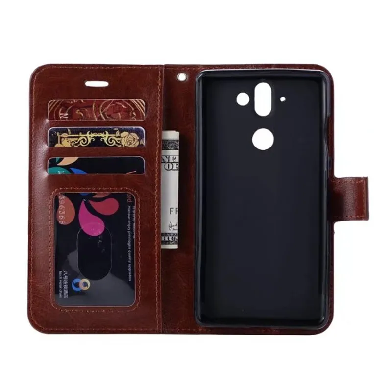50 шт./лот Crazy horse зернистый кошелек PU кожаный чехол для Nokia 9 держатель для карт