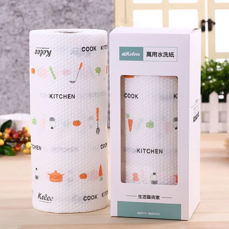 Kitchen oil absorbent rag paper Home kitchen towel roll paper-cut lazy cleaning cloth Kitchen oil absorbent rag paper Home kitchen towel roll paper-cut lazy cleaning cloth