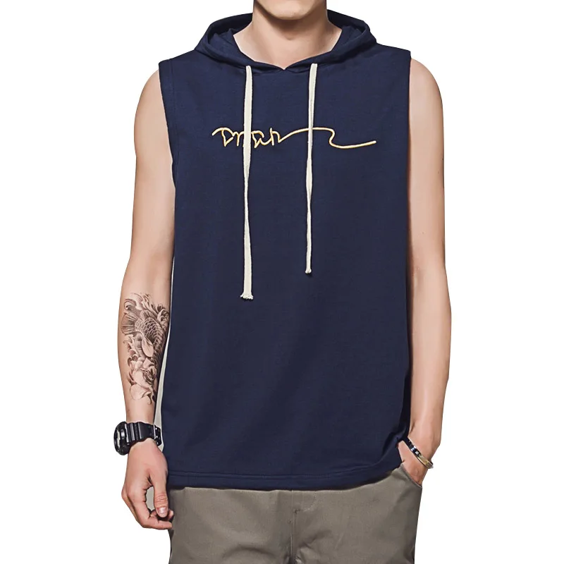 High Quality Summer New Men's Tank Tops with Hooded Casual Cool