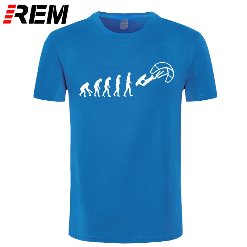 REM Funny Kitesurf Shirt-Kite Surfinger Evolution Kite Boarding, хлопок, футболка классная с принтом, облегающая футболка с буквенным принтом - Цвет: blue white