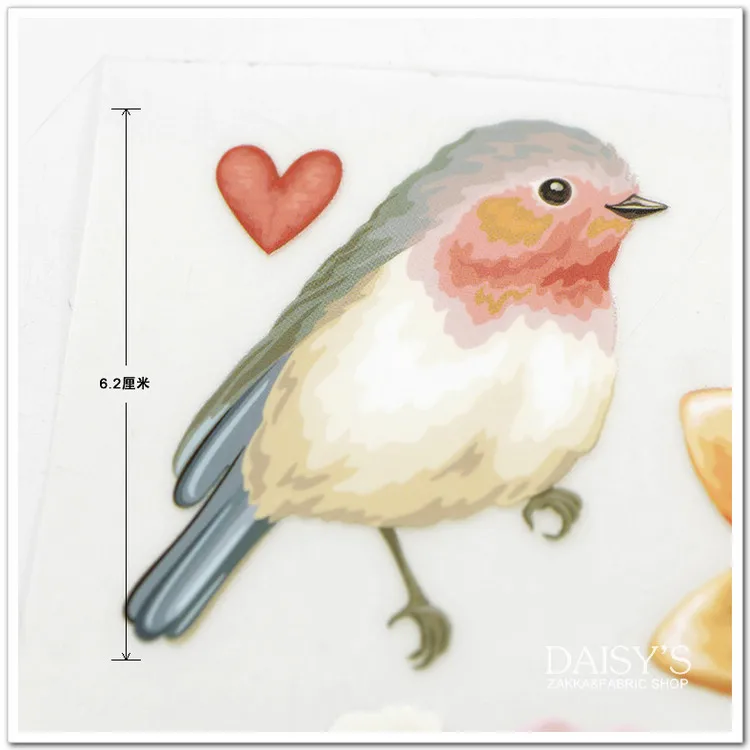 Watercolor floral birds offset printing Clothing Iron On Jacket Appliques Christmas Cartoon Animal Patches Stickers DIY Handmade