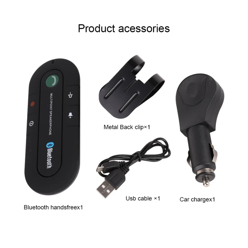 

Phone MP3 Music Player Sun Visor Clip Speakerphone with Car Charger Wireless Bluetooth Speaker Bluetooth Handsfree Car Kit