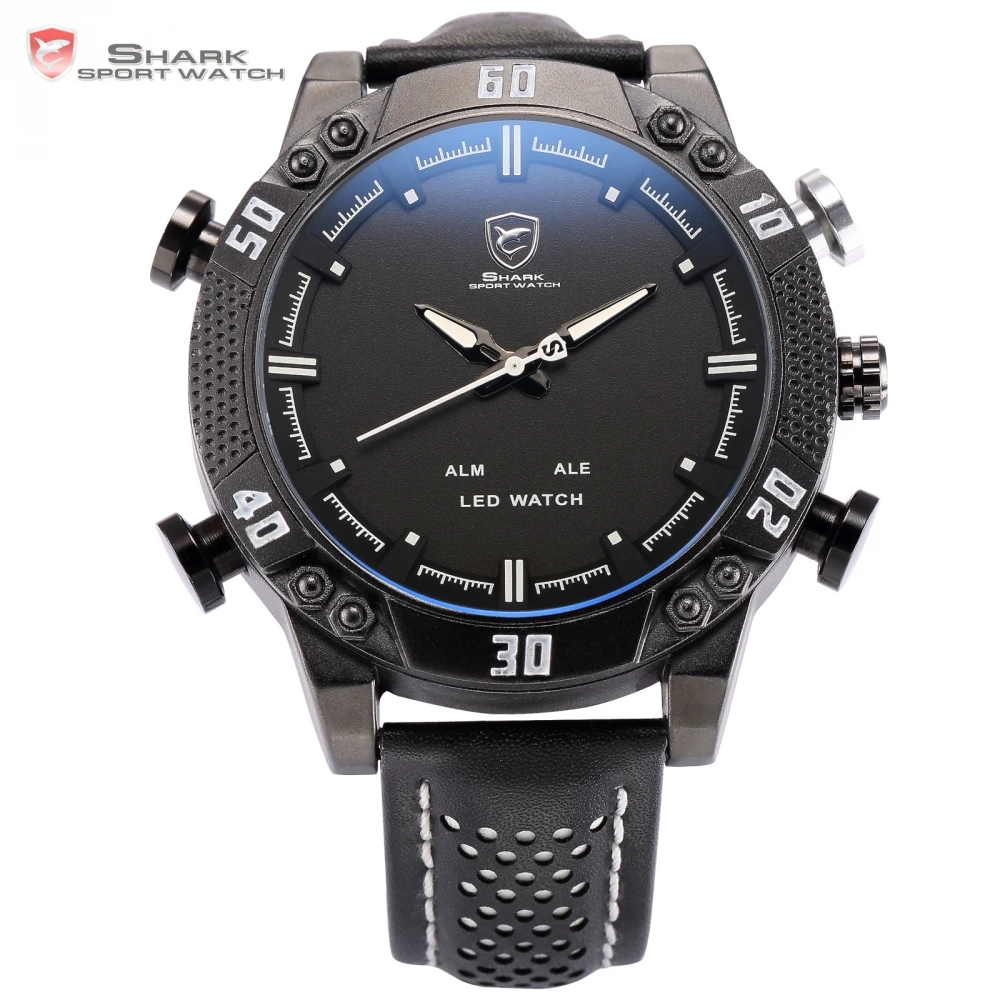 Prix pour Kitefin Shark Sport Montre Noir Blanc En Acier Inoxydable Auto Date Alarme En Cuir Bande Quartz Mâle Horloge Mens Numérique Montres/SH264 Prix pour Kitefin Shark Sport Montre Noir Blanc En Acier Inoxydable Auto Date Alarme En Cuir Bande Quartz Mâle Horloge Mens Numérique Montres/SH264