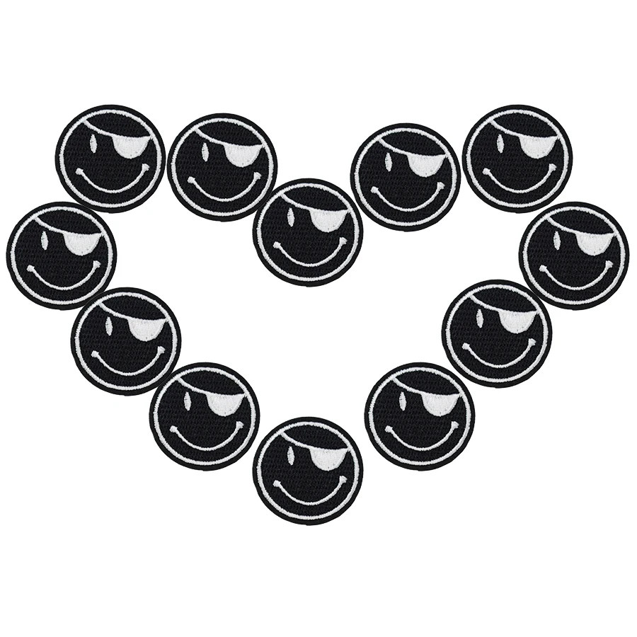 

10pcs Pirate Smiling face patches badges for clothing iron embroidered patch applique iron sew on patches sewing accessories DIY