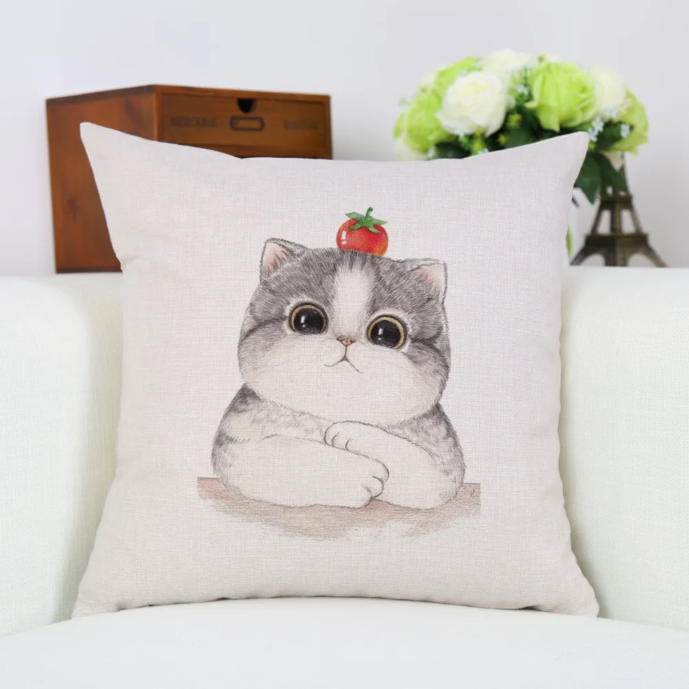 لطيف جميل القط الزخرفية غطاء الوسادة القطن الكتان غطاء مسند كنبة مربّع 43x43 CM كيس وسادة المنزل مكتب سيارة ديكور للكنبة لطيف جميل القط الزخرفية غطاء الوسادة القطن الكتان غطاء مسند كنبة مربّع 43x43 CM كيس وسادة المنزل مكتب سيارة ديكور للكنبة
