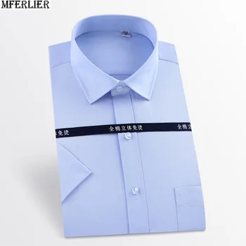 

high quality summer short sleeve shirts for men plus size simple office shirt formal 9XL 10XL 12XL 14XL cotton shirts blue white