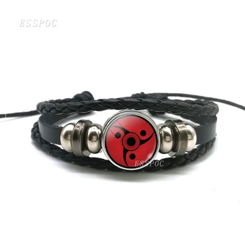 Sharingan Eye Bracelet Anime Naruto Braided Leather Bracelet Naruto Sasuke Uchiha Clan Rinnegan Taichi Kakashi Cosplay Jewelry 23