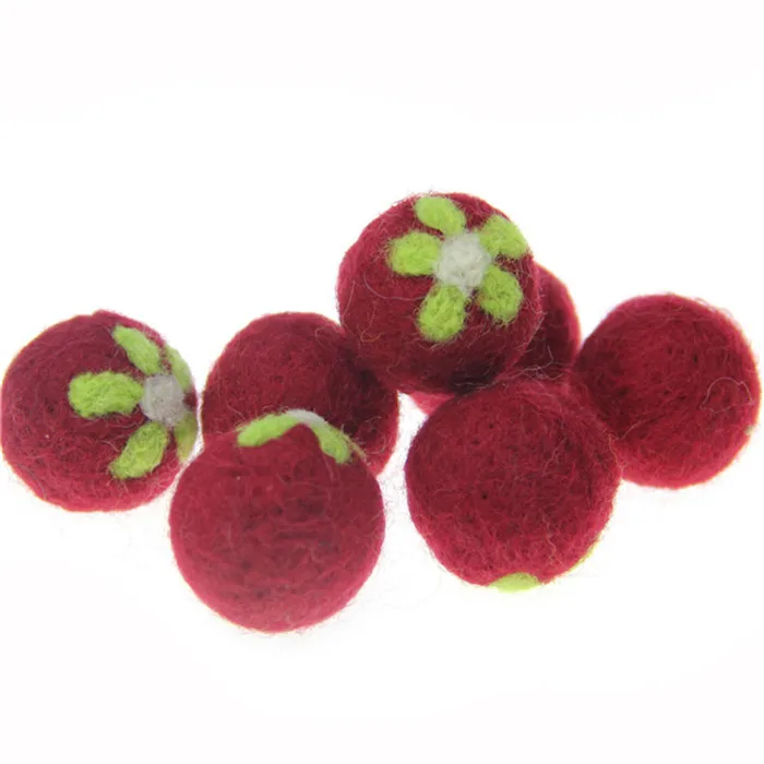 30 шт. 30 мм иглы шерстяные шарики пена заполнены цветок вышивка бусины шерсть помпоны аксессуары для бижутерии DIY - Цвет: Red