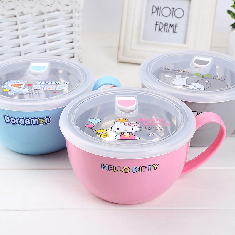 

12 models 1PC 2018 New 1.1L Stainless steel Hello Kitty Cartoon Bowl girls safe material bowls boys Birthday Party Favors