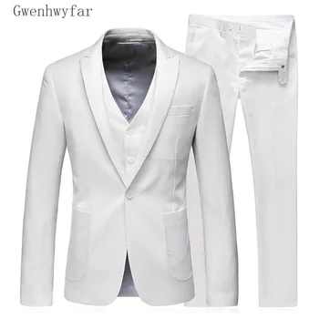 

Gwenhwyfar (Jacket+Pants+Vest) White Men Suit Latest Coat Pant Designs Formal Prom Wedding Suits for Mens Casual Marriage Blazer