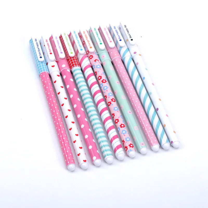 10pcs/lot Colorful Gel Pens 0.38mm Pen Office School Accessories Fashion Cute J