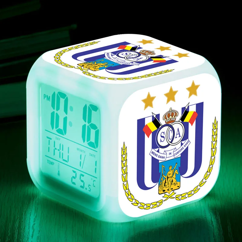 

Royal Sporting Club led alarm clock Anderlecht snooze digital clocks reveil projection RSC Anderlecht Team horloge digitale