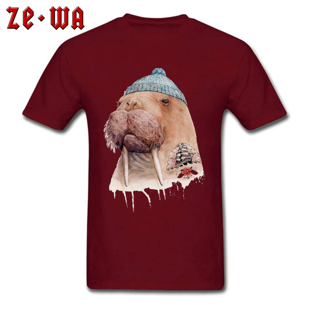 Tattooed Walrus 3101 Crew Neck T-Shirt ostern Day Tops & Tees Short Sleeve Prevalent 100% Cotton Design Sweatshirts Geek Adult Tattooed Walrus 3101 maroon