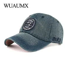 Wuaumx унисекс Повседневная бейсбольная кепка для мужчин и женщин джинсовая трекерная Кепка s Спортивная солнцезащитная Кепка изогнутая пиковая шляпа регулируемая бейсболка с вышивкой