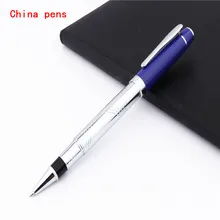 Роскошные Качество 800 синяя шляпа платины резьба узор Бизнес офис Средний перо Ручка-роллер