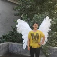 Пользовательские большой белый Ангел страусиные перья крылья фотографии свадебные модели шоу/Производительность реквизит 80*100 см EMS