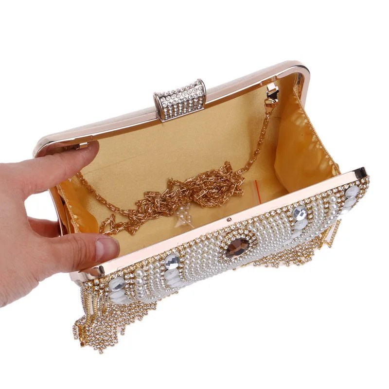 Rhinestones Tassel Clutch Diamonds Beaded Metal Evening Bags Chain Shoulder Messenger Purse Evening Bags For Wedding Bag Rhinestones Tassel Clutch Diamonds Beaded Metal Evening Bags Chain Shoulder Messenger Purse Evening Bags For Wedding Bag
