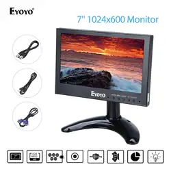 Eyoyo кДж 7 "Мини Мониторы 1024x768 ЖК-дисплей Экран Дисплей BNC/VGA/AV/HDML Выход из Металла шлангом Дизайн DC 12 В Широкий формат вида черный