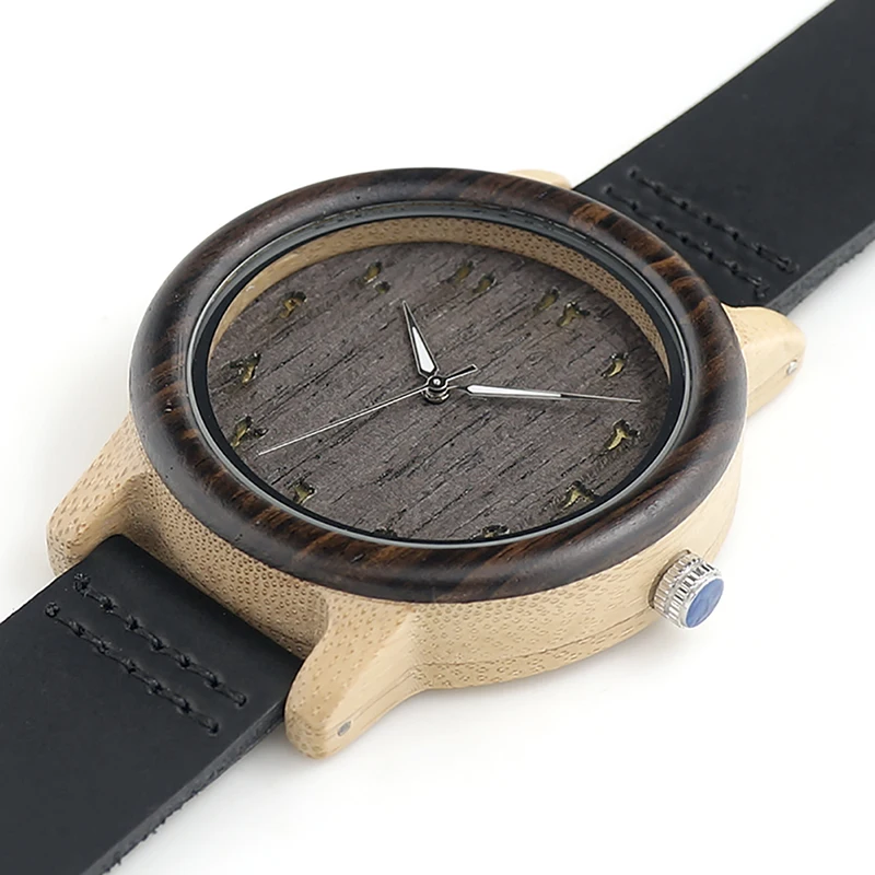 2017 BOBO BIRD Watch Handmade Wood Watches Leather Strap Fashion Band Men Wristwatches relogio masculino C-N16