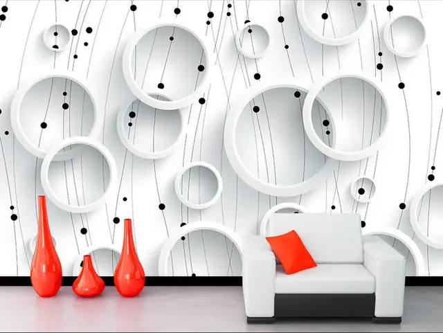 Wallpaper Custom Mural Non Woven Room Black And Wallpaper Custom Mural Non Woven Room Black And White Line Circle
