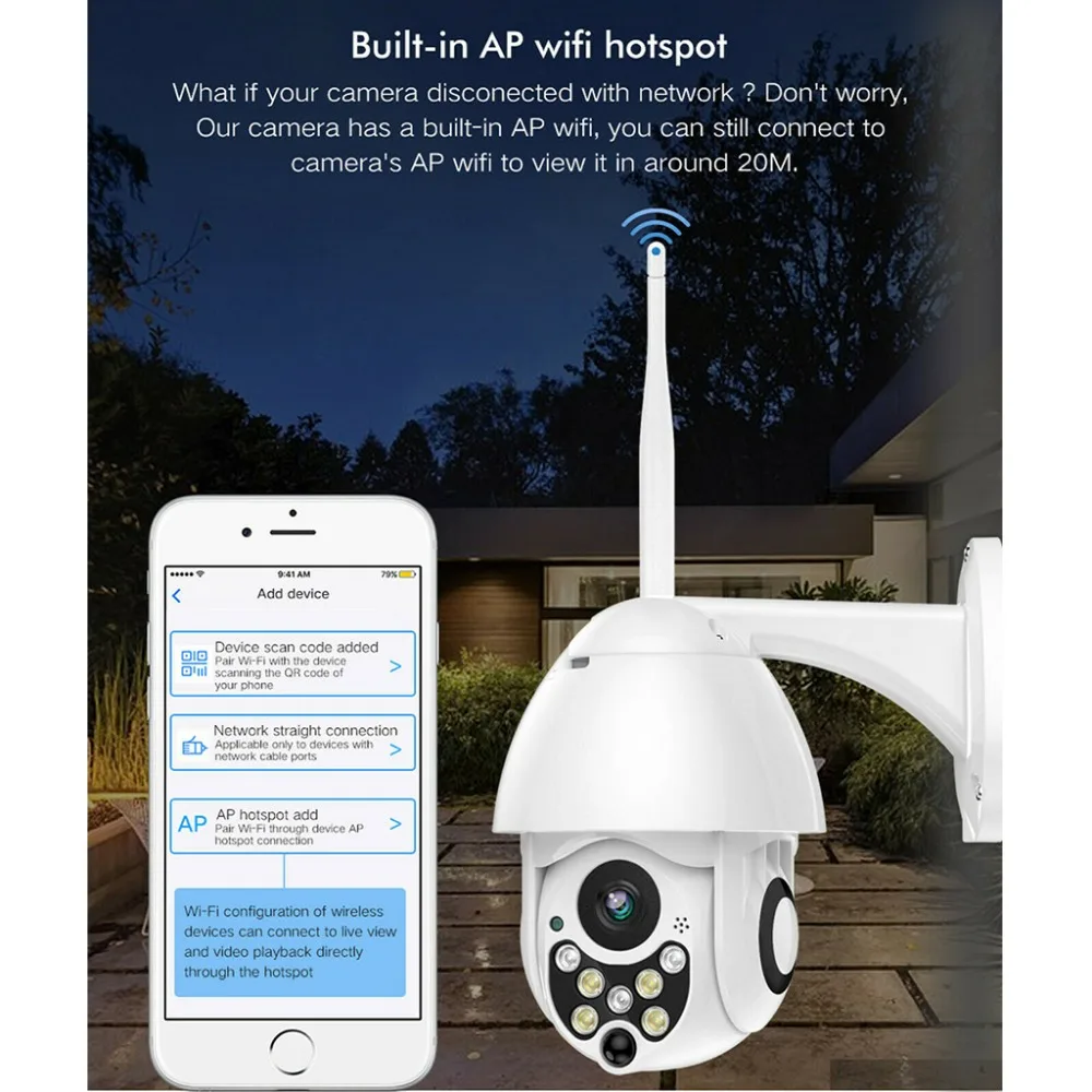 Наружная Водонепроницаемая беспроводная Защита сети Wi-Fi IP камера 1080 P скорость купольная камера видеонаблюдения с семью ночным видением