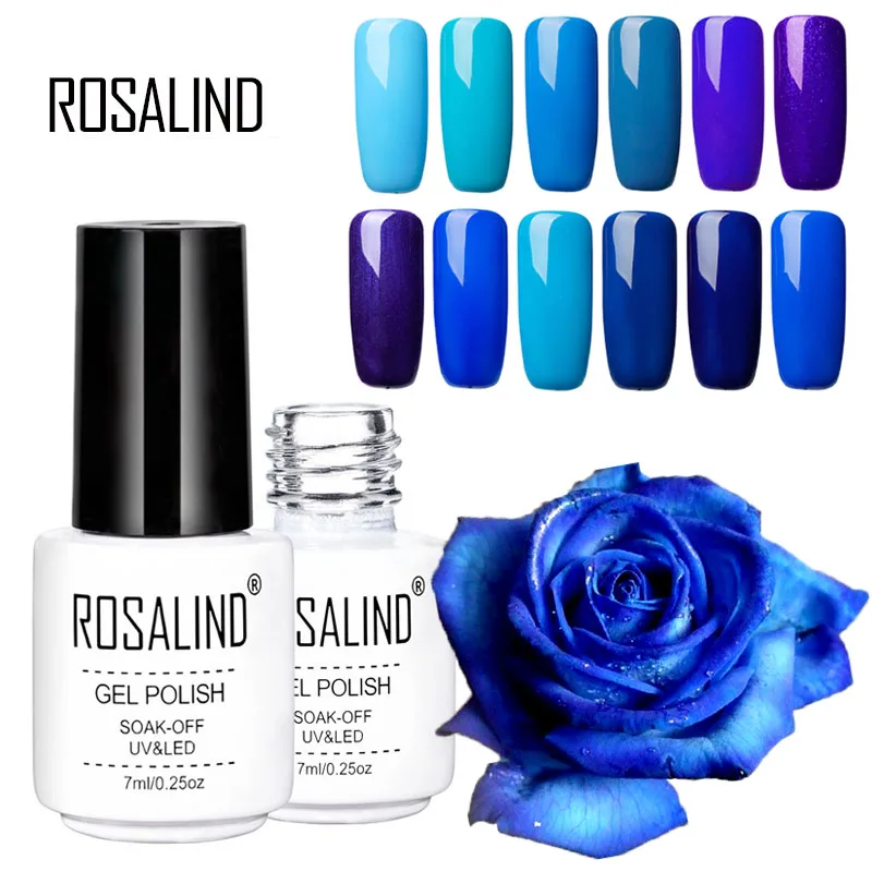 Rosalind, 7 мл, высокое качество, синяя серия, СВЕТОДИОДНЫЙ УФ-лак для ногтей, косметика, Быстросохнущий УФ-лак, Гель-лак для ногтей, декоративный гель для ногтей