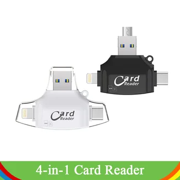 

Card Reader 4 in 1 SD TF Card Reader Adapter For iPhone/Android/PC Micro USB Type-C OTG Smart Card Reader For Samsung Cellphone