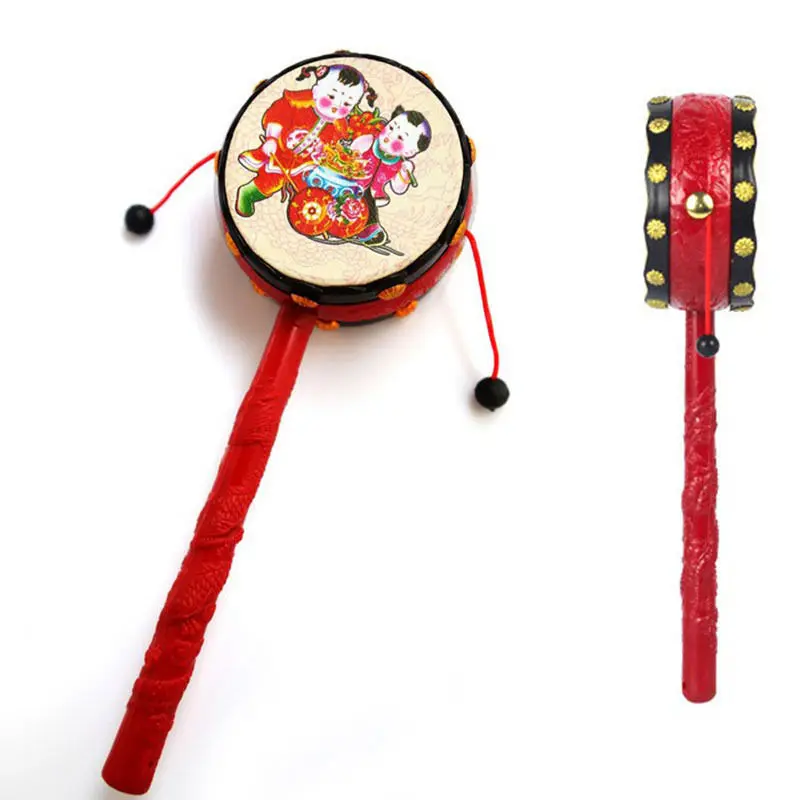 Chinesisches Kind Hand schütteln Rassel Pellet Trommel Spielzeug Baby MusikRNID 