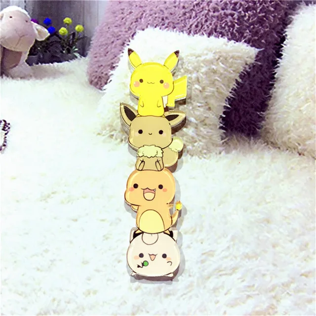 1 шт. Kawaii Pika акриловые значки животное в кармане персонаж Harajuku животное брошка мультфильм булавка на рюкзак шляпа сумки шарф подарки - Окраска металла: Золотой цвет