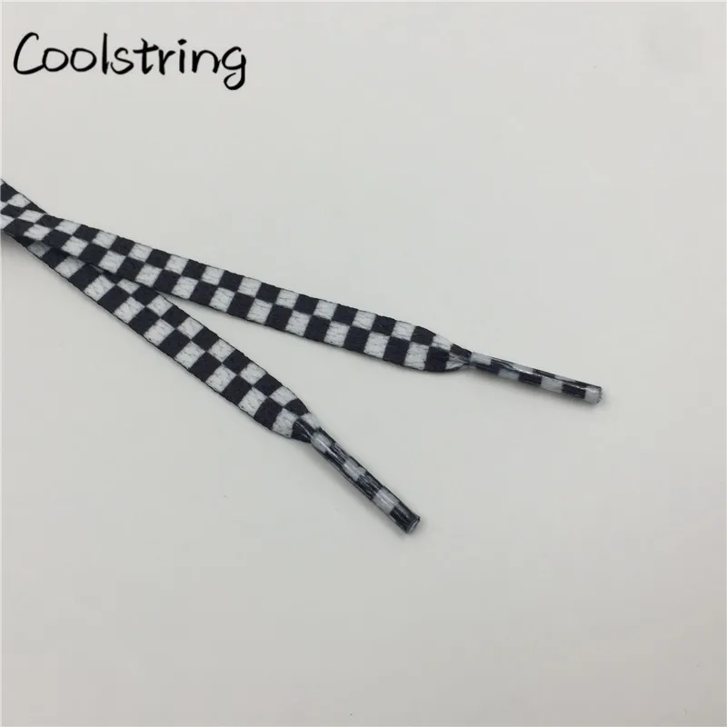 Плоские шнурки Coolstring из полиэстера шириной 8 мм для обуви в клетку с цифровым