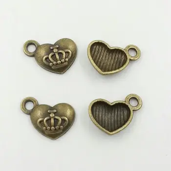 

Charms Pendants Mini Hearts Crown Charm Vintage Pendant Necklaces Diy 15x11mm 100pcs per lot (T712) 2015 New Free Shipping