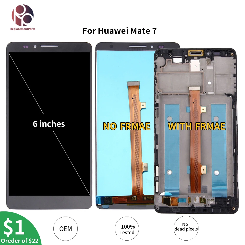 

For HUAWEI Mate 7 Display LCD 6.0'' IPS LCD Touch Screen with Frame Digitizer Replacement MT7-TL00 For Mate 7 LCD Display Parts
