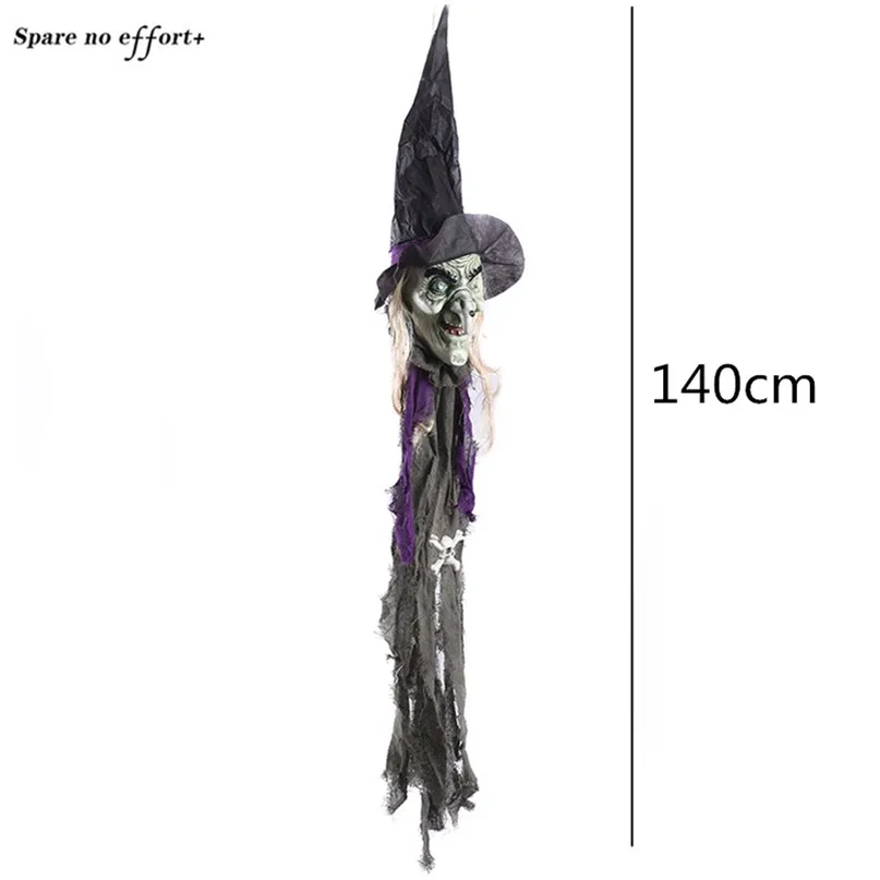 Halloween Horror Decoration House Hanging Black Witch Ornaments Halloween Creepy Prop Electric Haunted Doll Festival Witch Decor