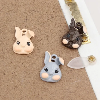 

New Arrived Colorful Alloy drop oil Animals Cartoon Rabbits Heads Shape Metal Charms Diy Jewelry Necklace/Bracelet Pendants