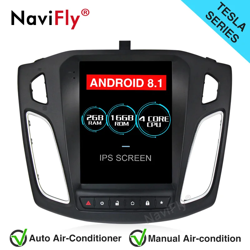 Navifly Tesla Android8.1 Автомобильный gps multmiedia плеер для Ford Focus 2012 2017 поддержка RDS DVR вид