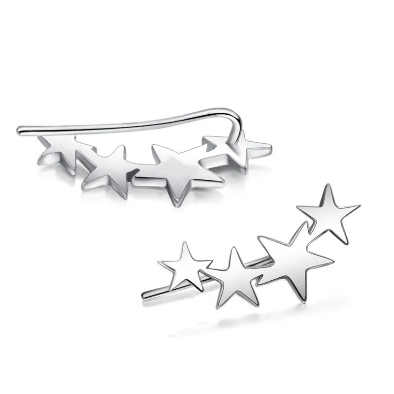 Pure Silver 925 Stud Jewelry Stars Elegant Minimalist Office Pierced Accessory CCE532 