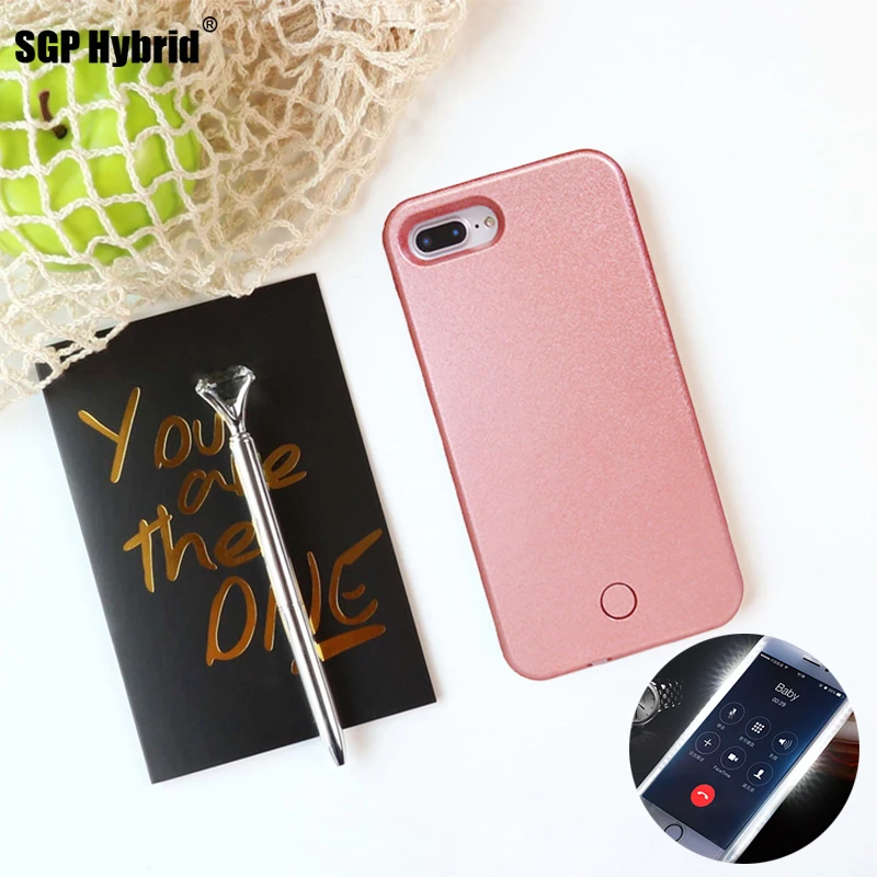 

Case For iPhone X 8 7 6 Plus 5 s Flash Selfie Light Up Glowing Luxury Phone Case For Apple iphoneX i Phone 7s 6s 5s plus Cover