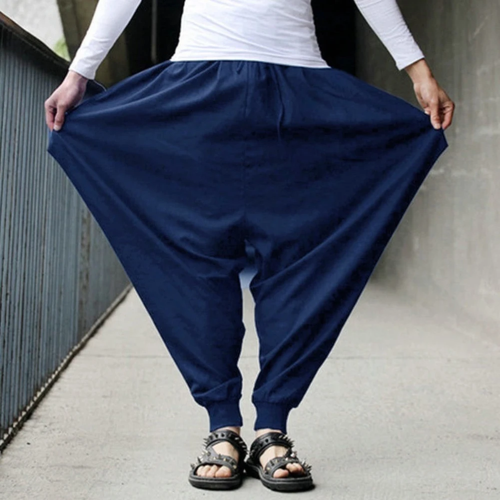 Винтажные однотонные свободные спортивные штаны-шаровары широкие эластичные длинные брюки