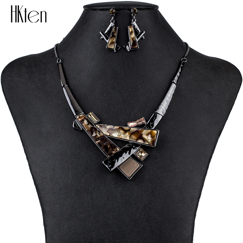 

MS1504824 Fashion Jewelry Sets High Quality Necklace Sets For Women Jewelry Brown Crystal Resin Unique Design Party Gift