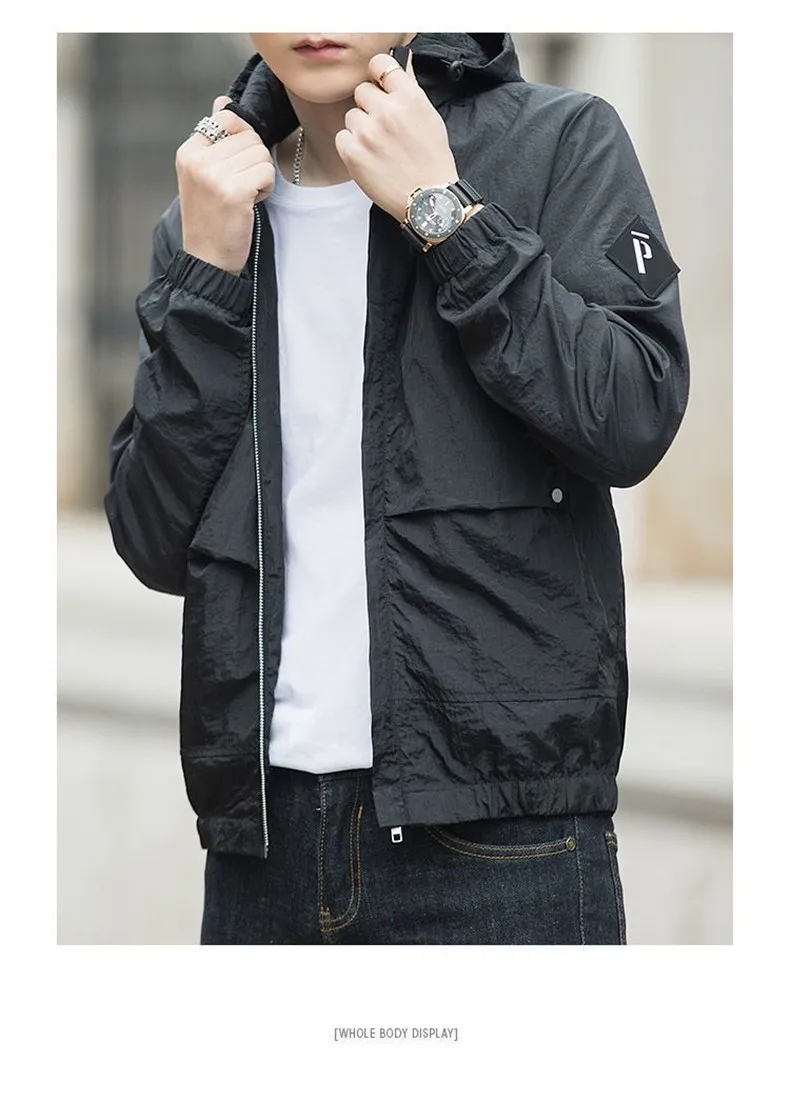 2019 Autumn Mens Jackets Windbreaker Jacket Coat Male Hooded Collar Lightweight Jacket Men Fashion INS Style Brand MuLS Fit 4XL 10