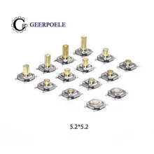 Interruptor tático, 5.2*5.2 alto 1.5-6.0 interruptor tátil de 4 pinos de metal smd tático 12v micro botão de pressão interruptor de pés de cobre
