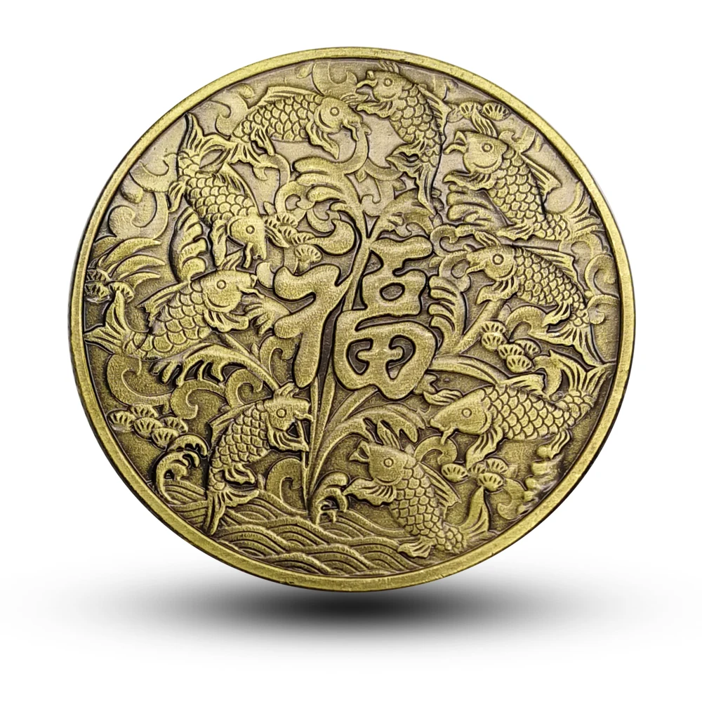 Китайские монеты Fengshui памятная монета удачная рыба счастливые Цветочные