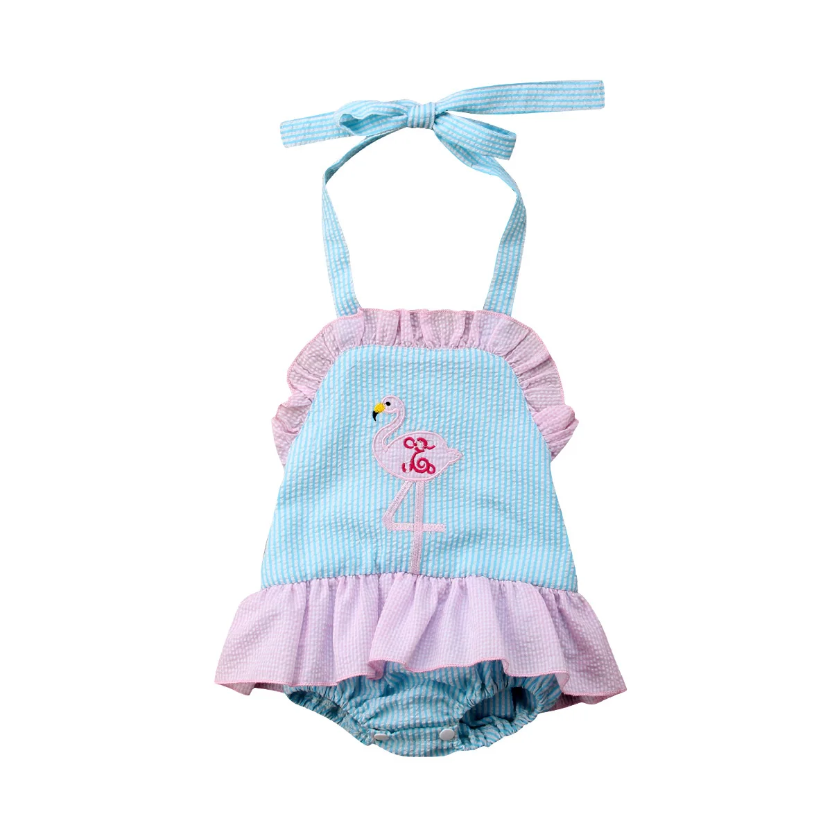 Newborn Infant Baby Girl Halter Backless Bodysuit Babies Ruffle