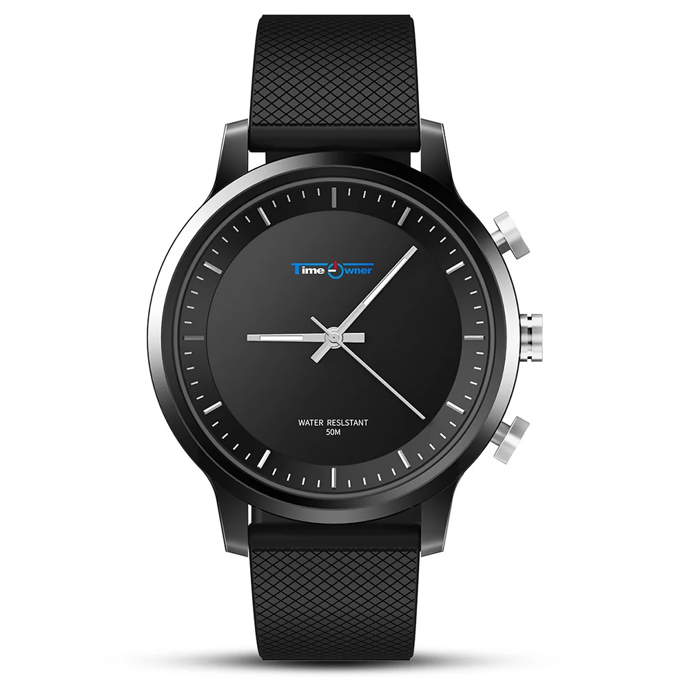 Смарт-часы TimeOwner NX03 Bluetooth+ кварцевые часы спортивные Шагомер монитор сна Звонок SMS напоминание Удаленная камера SOS умные часы - Цвет: Черный