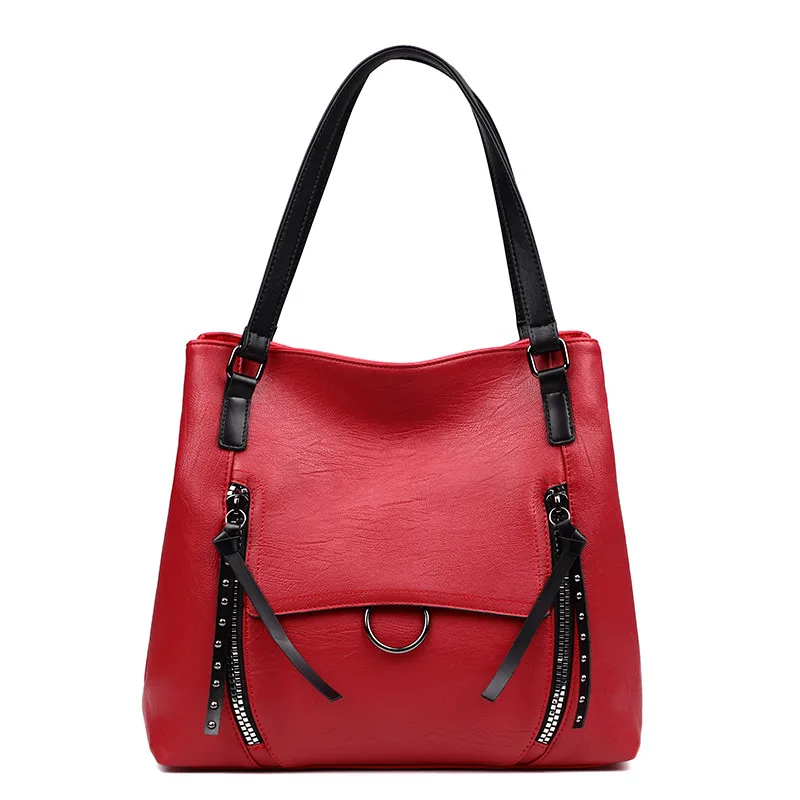 New Doubke Zipper Pocket Top-Handle Bags For Women 2018 Luxury Big Tote Designer Handbags High Quality PU Leather Bag Sac A Main New Doubke Zipper Pocket Top-Handle Bags For Women 2018 Luxury Big Tote Designer Handbags High Quality PU Leather Bag Sac A Main