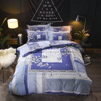 

100% Cotton Chinese Classicism Bedding Set Printed Duvet cover set Bed Sheet Fitted Sheet Pillowcases Queen King size 4Pcs
