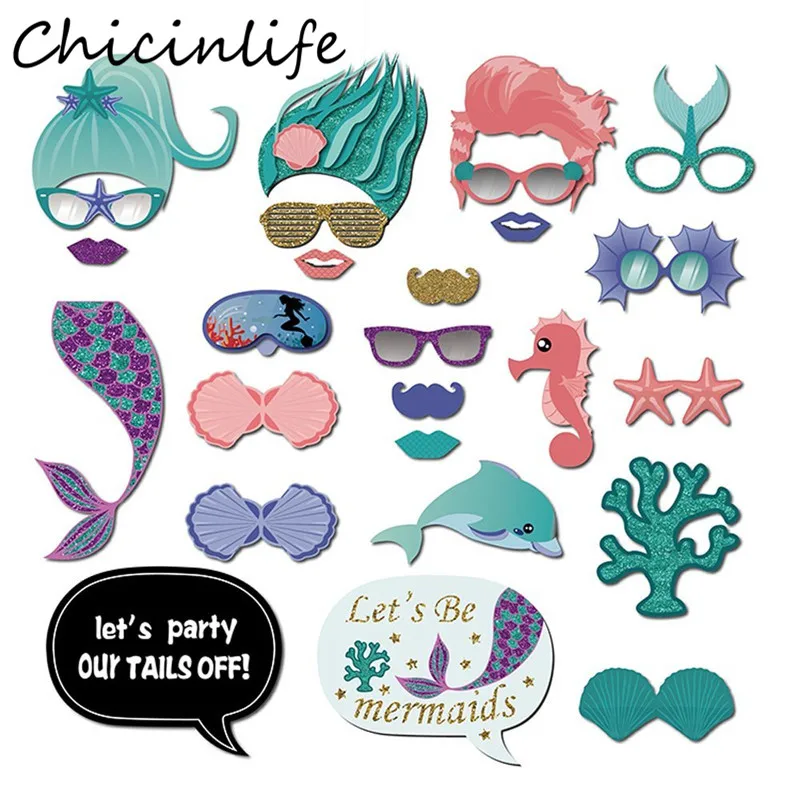 Chicinlife 26 шт./пакет реквизит для фотосъемки Русалочки с днем рождения вечеринки