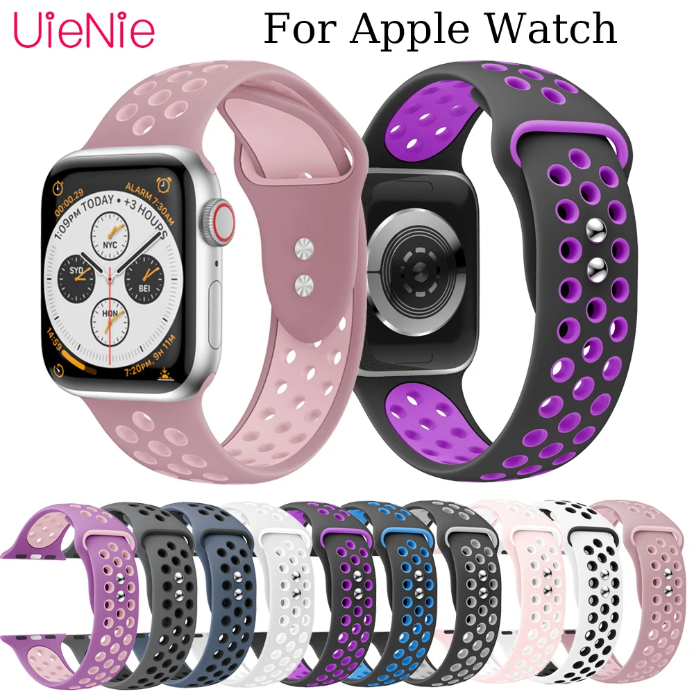 

For Apple Watch 40mm 44mm 38mm 42mm smart watch round hole silicone band for Apple Watch series 4 3 2 1 iWatch bracelet